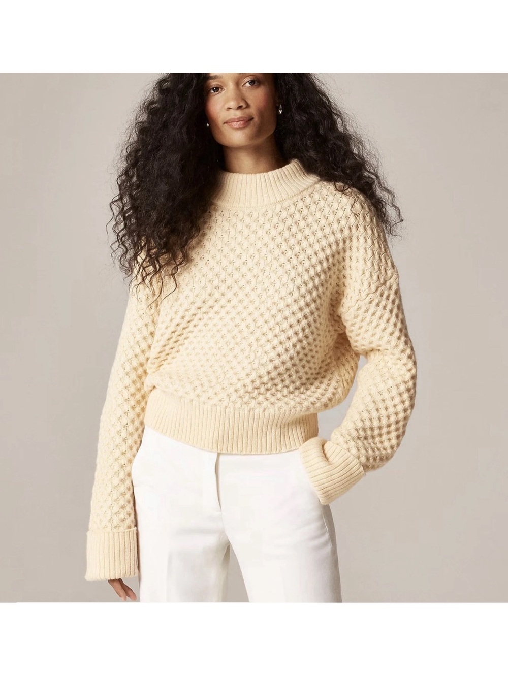 J CREW M Honeycomb mockneck sweater in wool blend CO597
